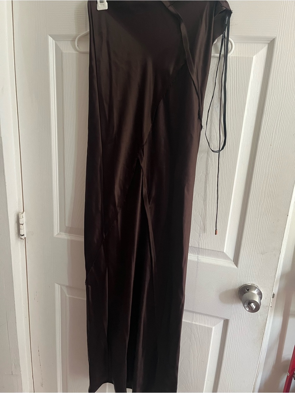 Retrofete Brown Satin Halter Maxi Dress - Picture 7 of 9